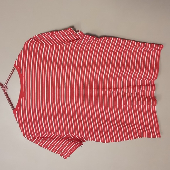 Karen Scott Red/White and Black Striped Blouse XL - Picture 2 of 4
